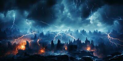 AI Generated. AI Generative. Abstract thunder storm energy light background decoration pattern rexture nature flash. Graphic Art photo