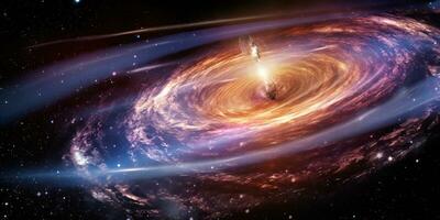 AI Generated. AI Generative. Space galaxy universe wormhole. Black time tunnel teleport outer dark cosmos. Graphic Art photo