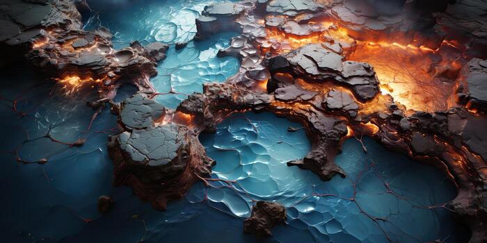 AI Generated. AI Generative. Abstract geometric texture pattern background landscape art decoration. Imagination inspiration unreal engine concept. Graphic Art photo