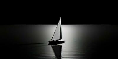 AI Generated. AI Generative. Ship sail boat yacht in open sea ocean lake water. Summer outdoor adventure vacation trip luxury lifestyle. Graphic Art photo