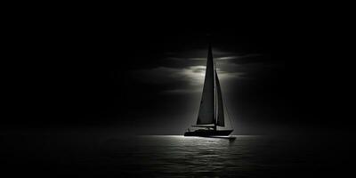 AI Generated. AI Generative. Ship sail boat yacht in open sea ocean lake water. Summer outdoor adventure vacation trip luxury lifestyle. Graphic Art photo