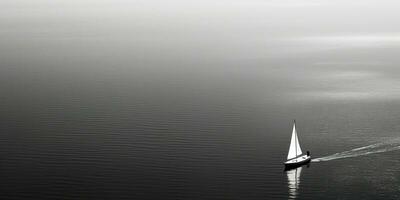 ai generado. ai generativo. Embarcacion vela barco yate en abierto mar Oceano lago agua. verano al aire libre aventuras vacaciones viaje lujo estilo de vida. gráfico Arte foto