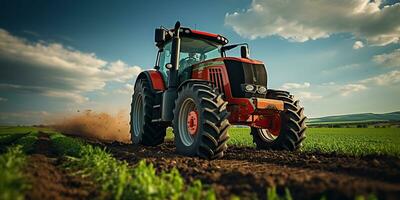 ai generado. ai generativo. tractor combinar máquina cosecha campo agricultura. naturaleza al aire libre prado paisaje máquina industria. gráfico Arte foto