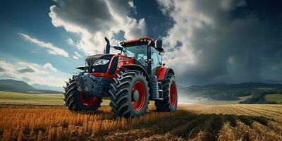 ai generado. ai generativo. tractor combinar máquina cosecha campo agricultura. naturaleza al aire libre prado paisaje máquina industria. gráfico Arte foto