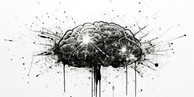 ai generado. ai generativo. humano cerebro mente Organo tinta bosquejo pintada calle pared Arte. gráfico Arte foto