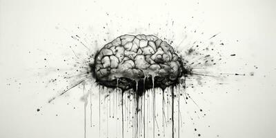 AI Generated. AI Generative. Human brain mind organ ink sketch graffiti street wall art. Graphic Art photo