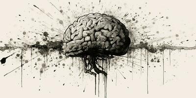 ai generado. ai generativo. humano cerebro mente Organo tinta bosquejo pintada calle pared Arte. gráfico Arte foto