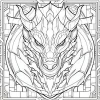 Stained Glass Dragon Coloring Pages photo