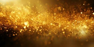 A shiny gold color glitter background. AI generated photo