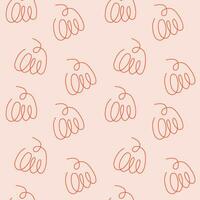 Pumpkin linear illustration pattern. One line of autumn pumpkin pattern. vector