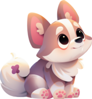 Cute little dog with a piece of cake png