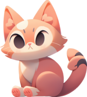 Cute cartoon cat isolated on ground AI generated png