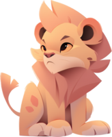 Cute lion cartoon isolated on ground AI generated png