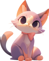 Cute cartoon cat isolated on ground AI generated png