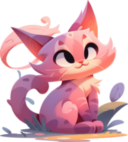 Cute red cat sitting on the ground in the garden AI generated png