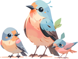 Three birds standing in front of a grid with AI generated png