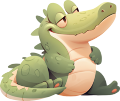 A cartoon of a crocodile with a picture of a crocodile on it with AI generated png