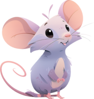 A mouse with a pink tail sits in front of a grid that says mouse with AI generated png