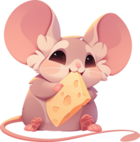 ein Maus mit ein Stück von Käse im es ist Mund mit ai generiert png