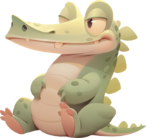 une dessin animé de une crocodile avec une visage sur ses tête avec ai généré png