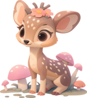 A cute deer with a pink bow on its head with AI generated png