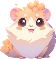 uma desenho animado do uma rato com uma flor dentro Está boca com ai gerado png