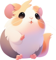 A cartoon of a hamster with a pink nose and a black background with AI generated png