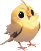 A picture of a yellow bird with a black eye and a white background with a picture of a yellow bird with AI generated png