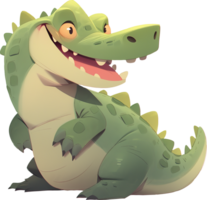 een tekenfilm van een krokodil met een afbeelding van een krokodil Aan haar terug met ai gegenereerd png