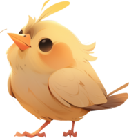 A yellow bird with a yellow beak stands on a grid with AI generated png