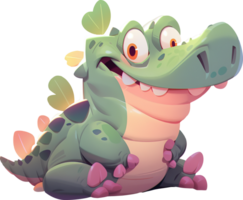 A cartoon of a crocodile with a picture of a crocodile on it with AI generated png