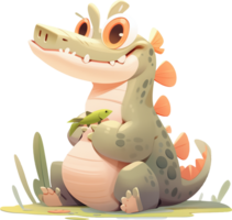 A cartoon of a crocodile with a picture of a crocodile on it with AI generated. png