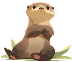 Spotlight on Otters Enchanting River Dwellers with AI Generated png