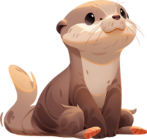 Playful Otters Captivating Moments in the Water with AI Generated png