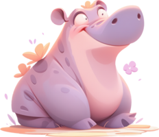 In the Realm of Hippopotamus Powerful and Agile with AI Generated png