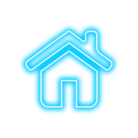 blue neon light house icon glowing in light png