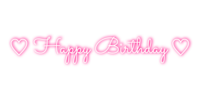 Pink neon birthday text effect png