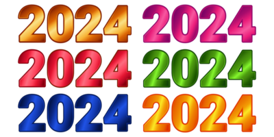 2024 aantal verzameling vol modern kleurrijk 3d png