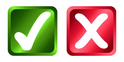 yes or no button. tick and cross button png