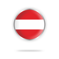 Austrian flag circle design with transparent background silver frame png