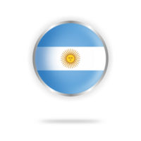 Argentina flag circle design with transparent background silver frame png