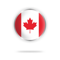 Canadian flag circle design with transparent background silver frame png