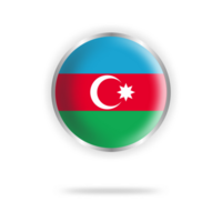 Azerbaijan flag circle design with transparent background silver frame png