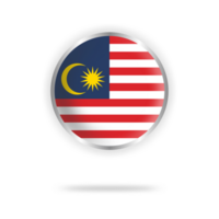 Malaysia flag circle design with transparent background silver frame png