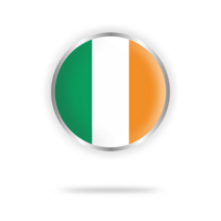 Ireland flag circle design with transparent background silver frame png