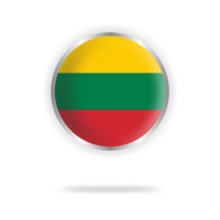 Lithuanian flag circle design with transparent background silver frame png