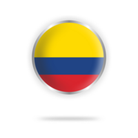 colombianska flagga cirkel design med transparent bakgrund silver- ram png