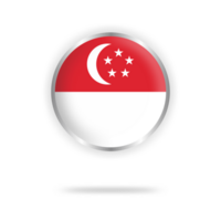 singapore flagga cirkel design med transparent bakgrund silver- ram png