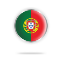 portugal flagga cirkel design med transparent bakgrund silver- ram png