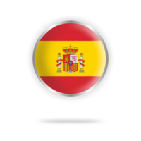 spain flag circle design with transparent background silver frame png